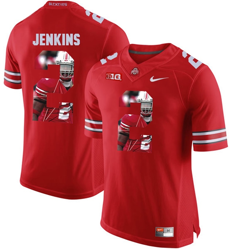 Ohio State Buckeyes Men's NCAA Malcolm Jenkins #2 Scarlet With Portrait Print College Football Jersey NBH0549VX